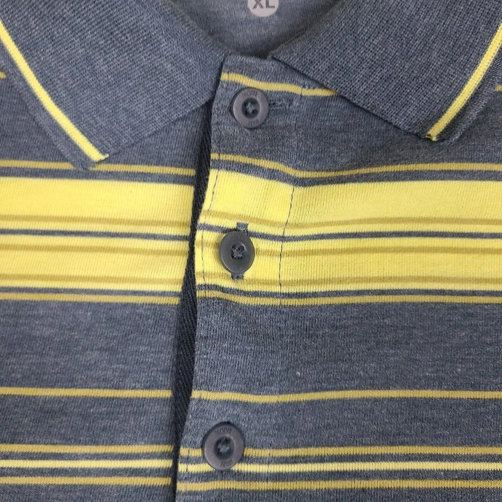 Nike Dri-Fit Tennis Polo Shirt Mens Size X-Large Yellow Grey Striped Pullover - Picture 5 of 10